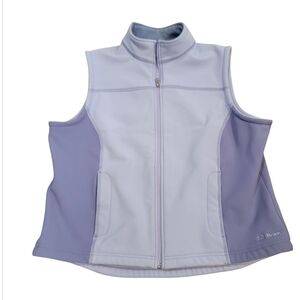 L.L. Bean Women's Periwinkle Lavendar Scuba Fleece Lined Vest Zip Pockets Sz XL